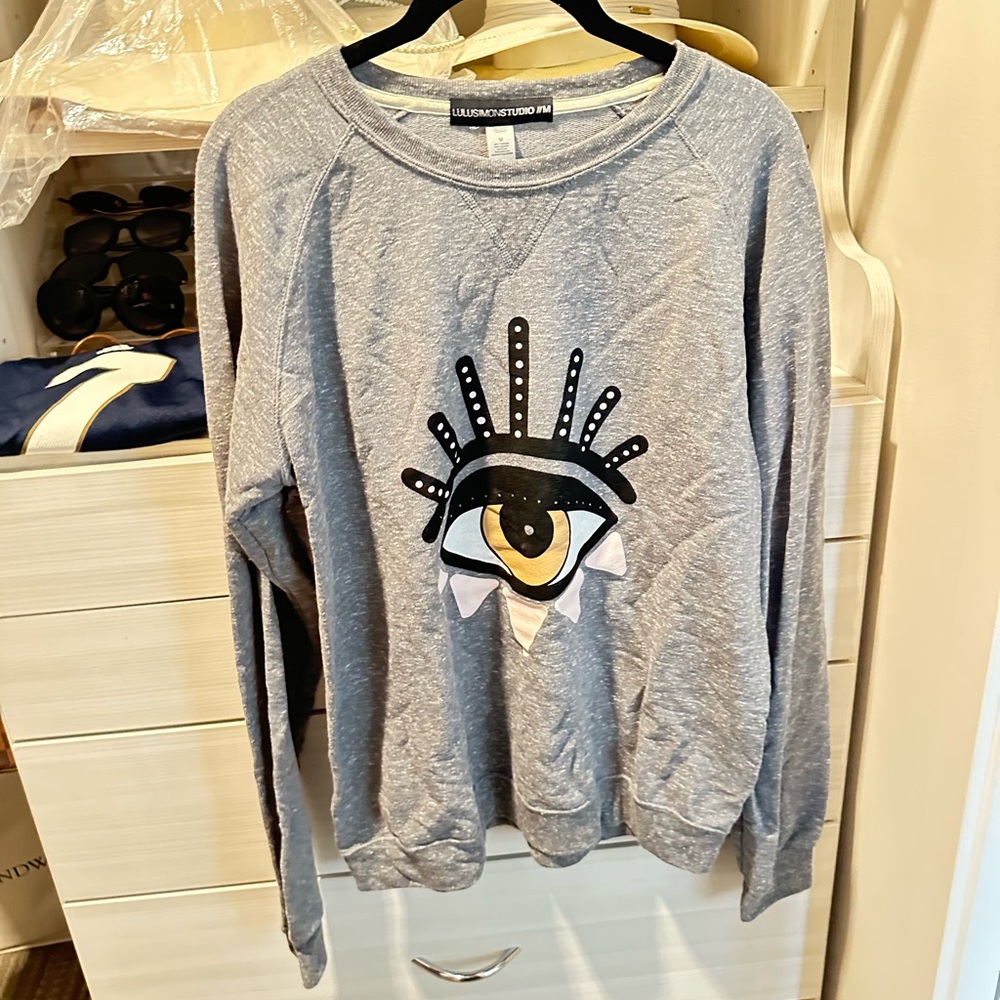Vici Gray Evil Eye Graphic Sweater